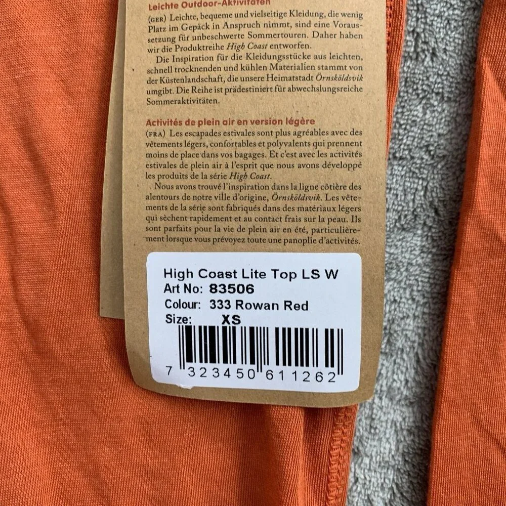 Fjallraven Shirt Womens XS High Coast Lite Basic Top Orange Long Sleeve Gorpcore - Picture 5 of 9